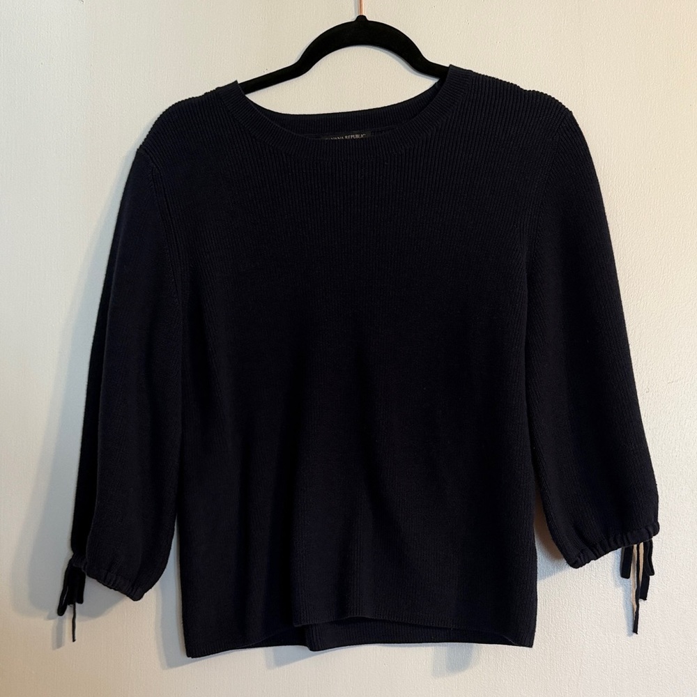 Banana Republic Navy blue Knit Sweater with Tie Sleeves M